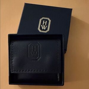 Harry Winston Dark Navy Leather Jewelry Pouch in Box